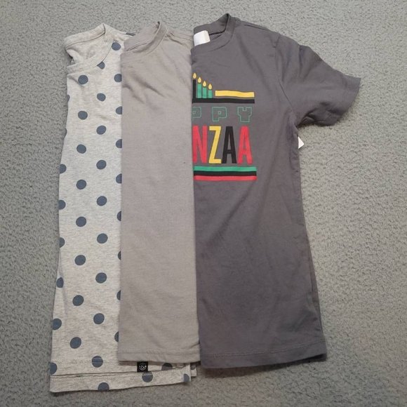 Treasure &‎ Bond Nordstrom Rack Lot of 3 Girls T-Shirts Gray Happy Kwanzaa M New - Picture 1 of 6